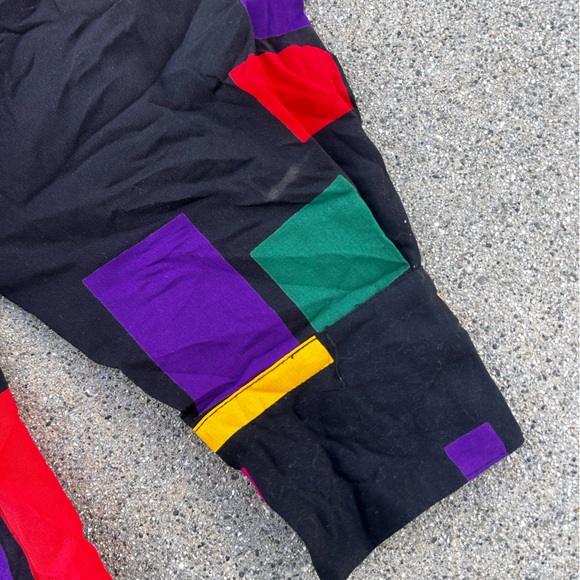80s VTG Pierre Cardin Colorblock Blouse Sz 10 Red Purple Yellow Black - Picture 5 of 6